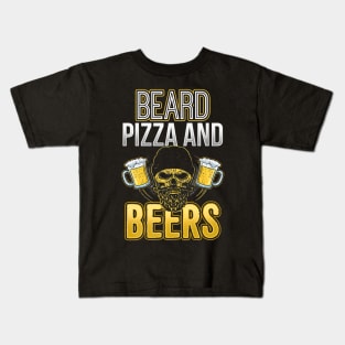 Beard Pizza And Beer Skull Kids T-Shirt